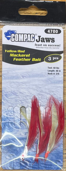 COMPAC - Yellow / Red Mackerel Feather Bait #4700 – La Flyshop Du
