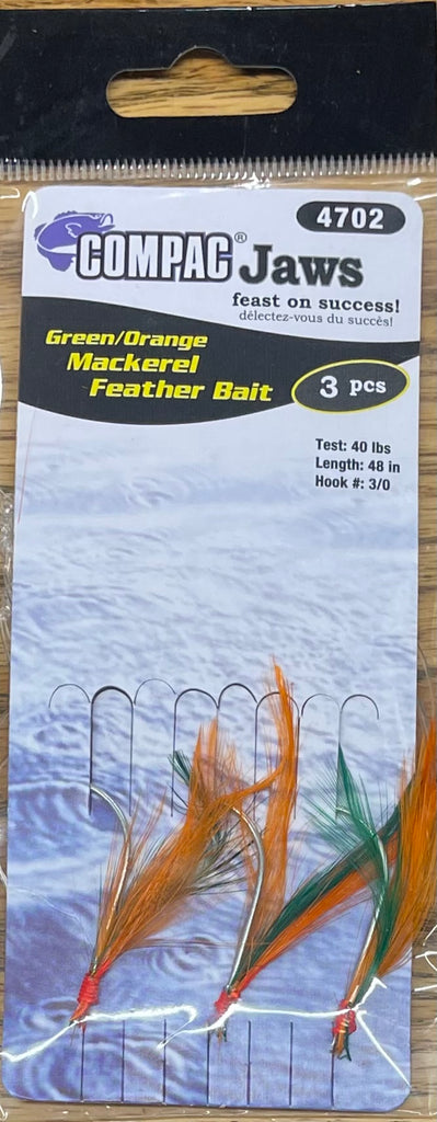 COMPAC - Green / Orange Mackerel Feather Bait #4702